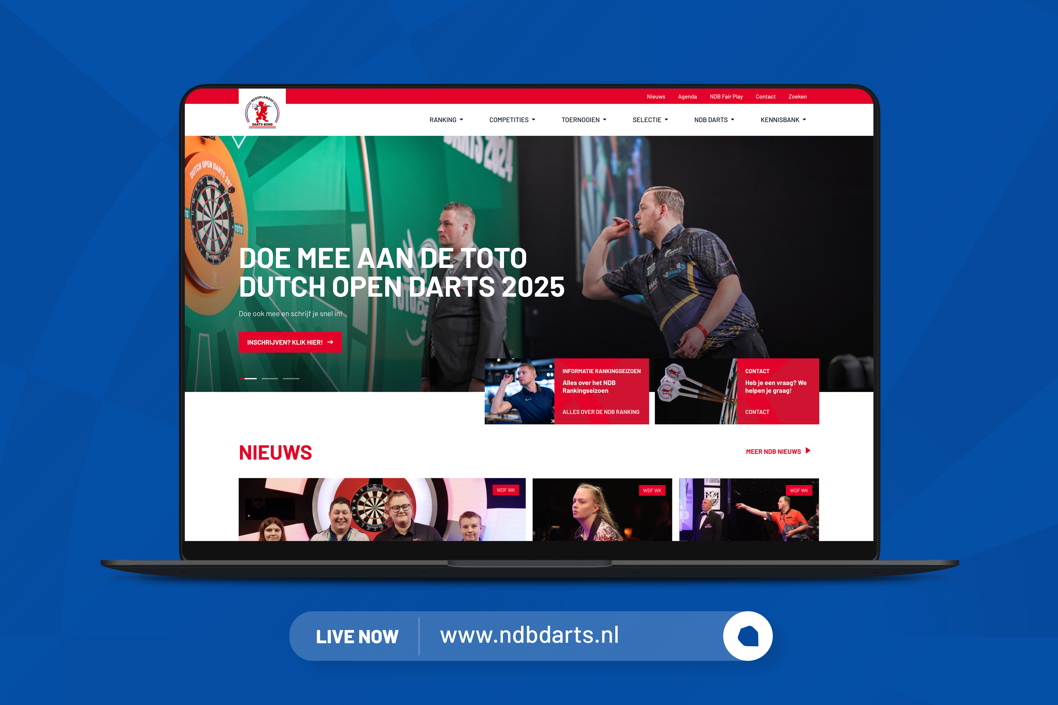 NDB Darts Live website Laptop