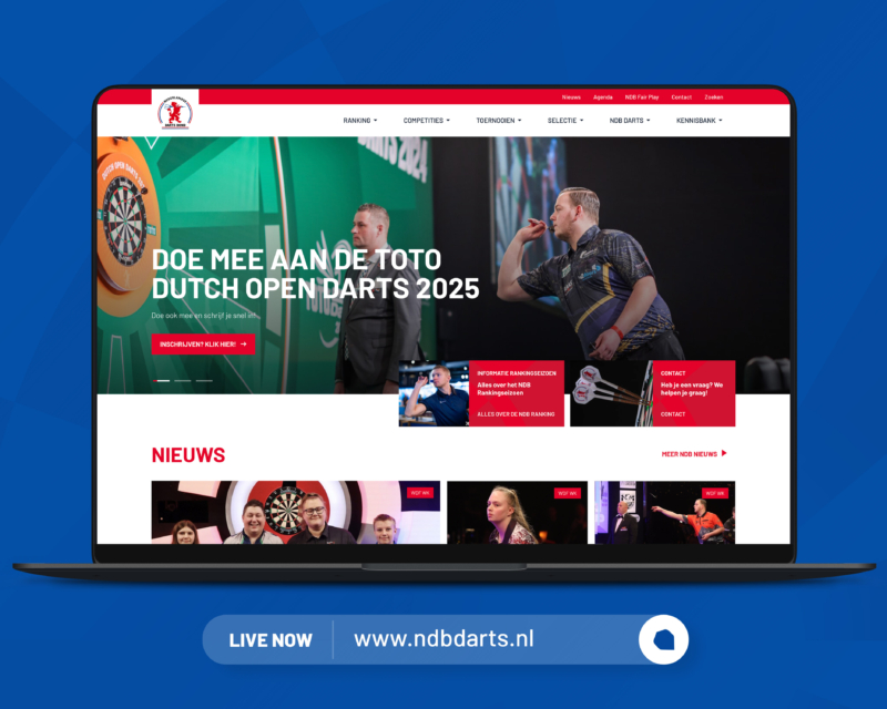 NDB Darts Live website Laptop